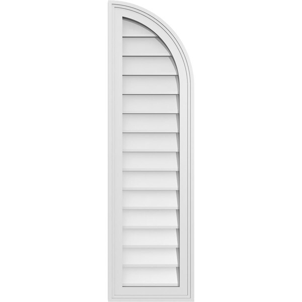 Ekena Millwork Quarter Round Top Right Surface Mount PVC Gable Vent w/ 2"W x 1-1/2"P Brickmould Frame, 12"W x 42"H GVPQR12X4202SN - main